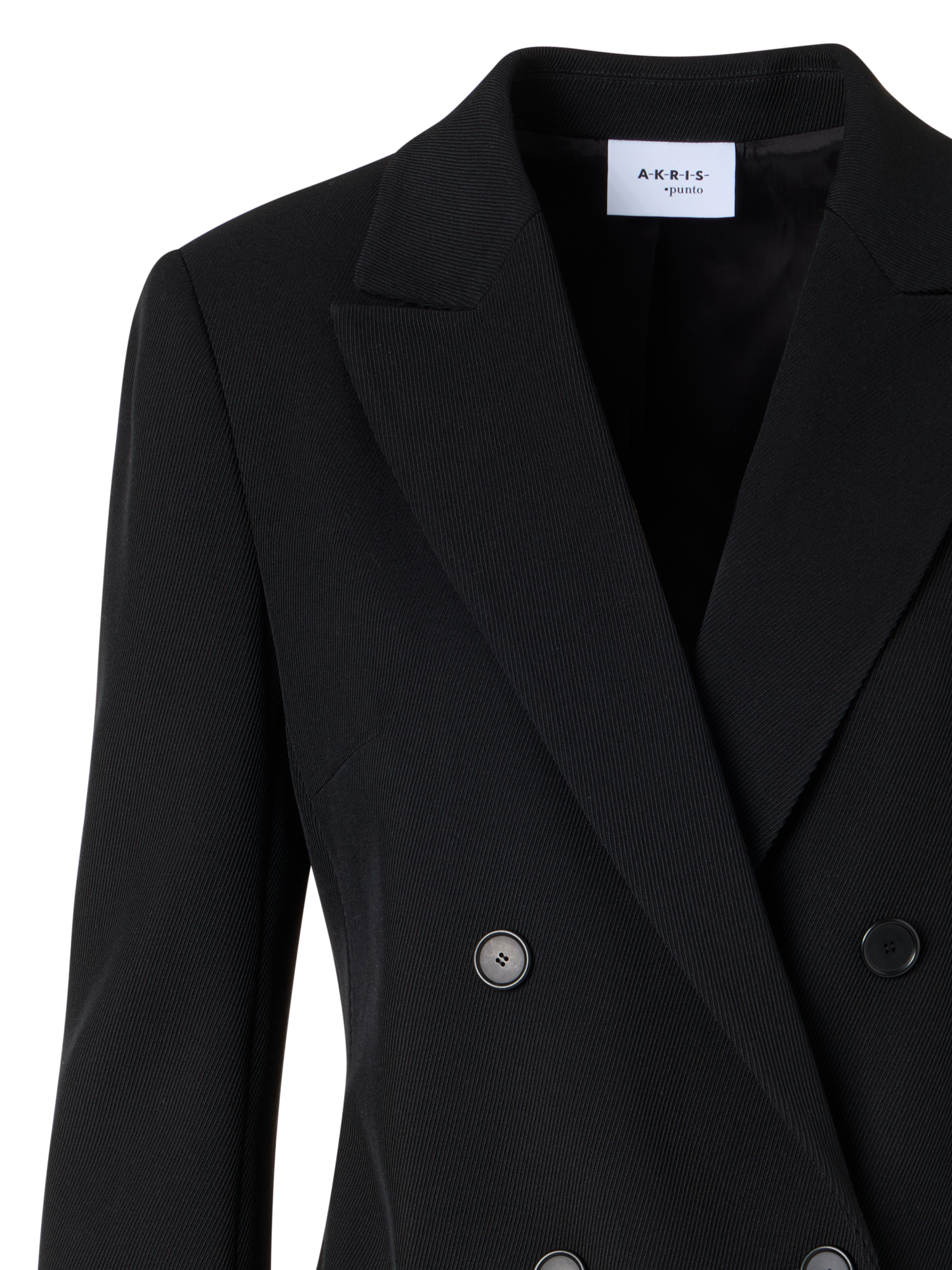 Designer Langärmelige Jacke aus Woll-Tricotine - Schwarz