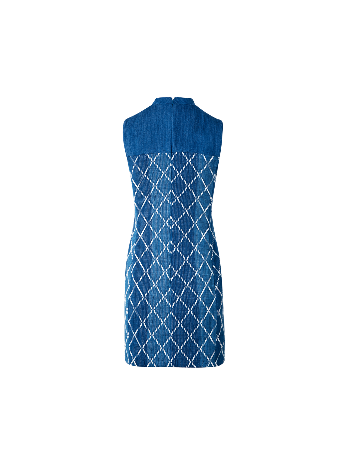 Designer Mini-Baumwoll-Etuikleid mit Diamant-Jacquard - Blau - Bunt