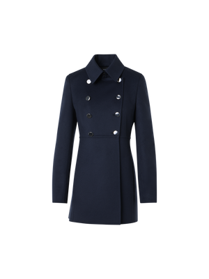 Designer Kurzmantel aus Wolle Doubleface - Dunkelblau