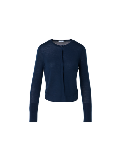 Designer Leichter Strick-Cardigan aus Merinowolle - Dunkelblau - Blau
