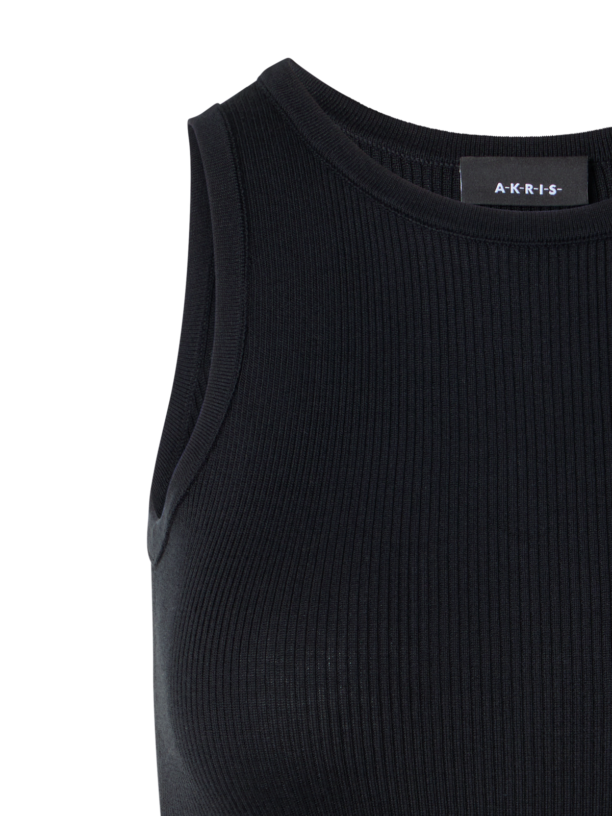 Designer Ärmelloses geripptes Seidenstrick-Top - Schwarz