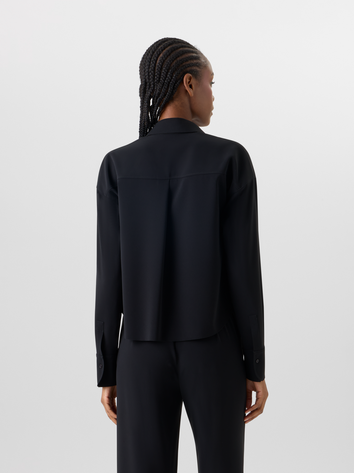 Designer Langärmelige Bluse mit Papercut Flower Applikation - Schwarz #editorial