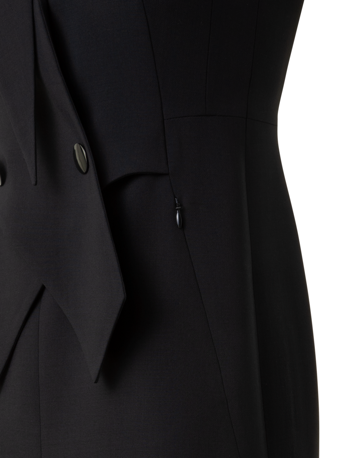 Designer Ärmelloses Blazerkleid in Woll-Doubleface - Schwarz