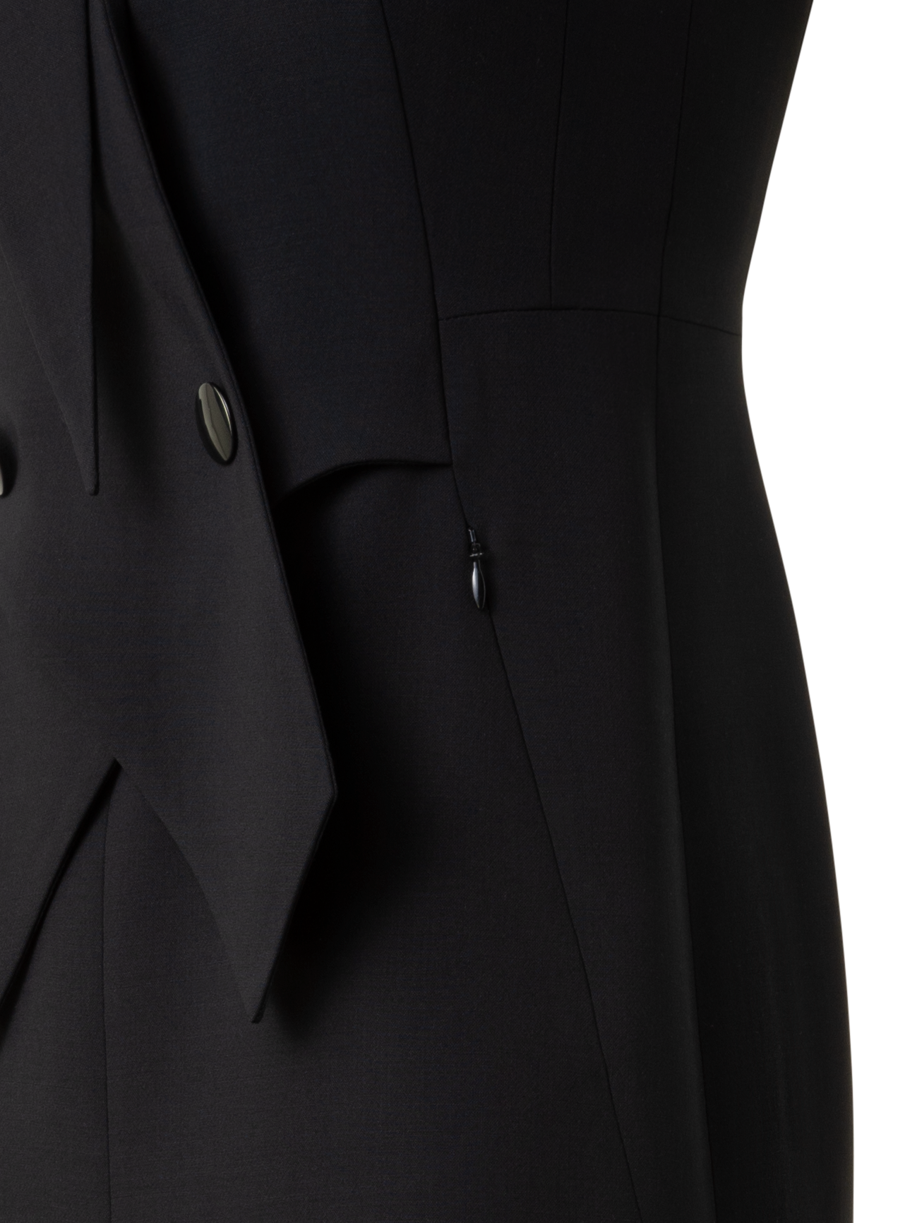 Designer Ärmelloses Blazerkleid in Woll-Doubleface - Schwarz