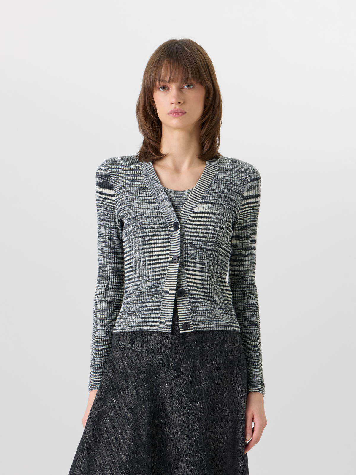 Designer Langärmelige Strickjacke aus Merinowolle - Grau #editorial