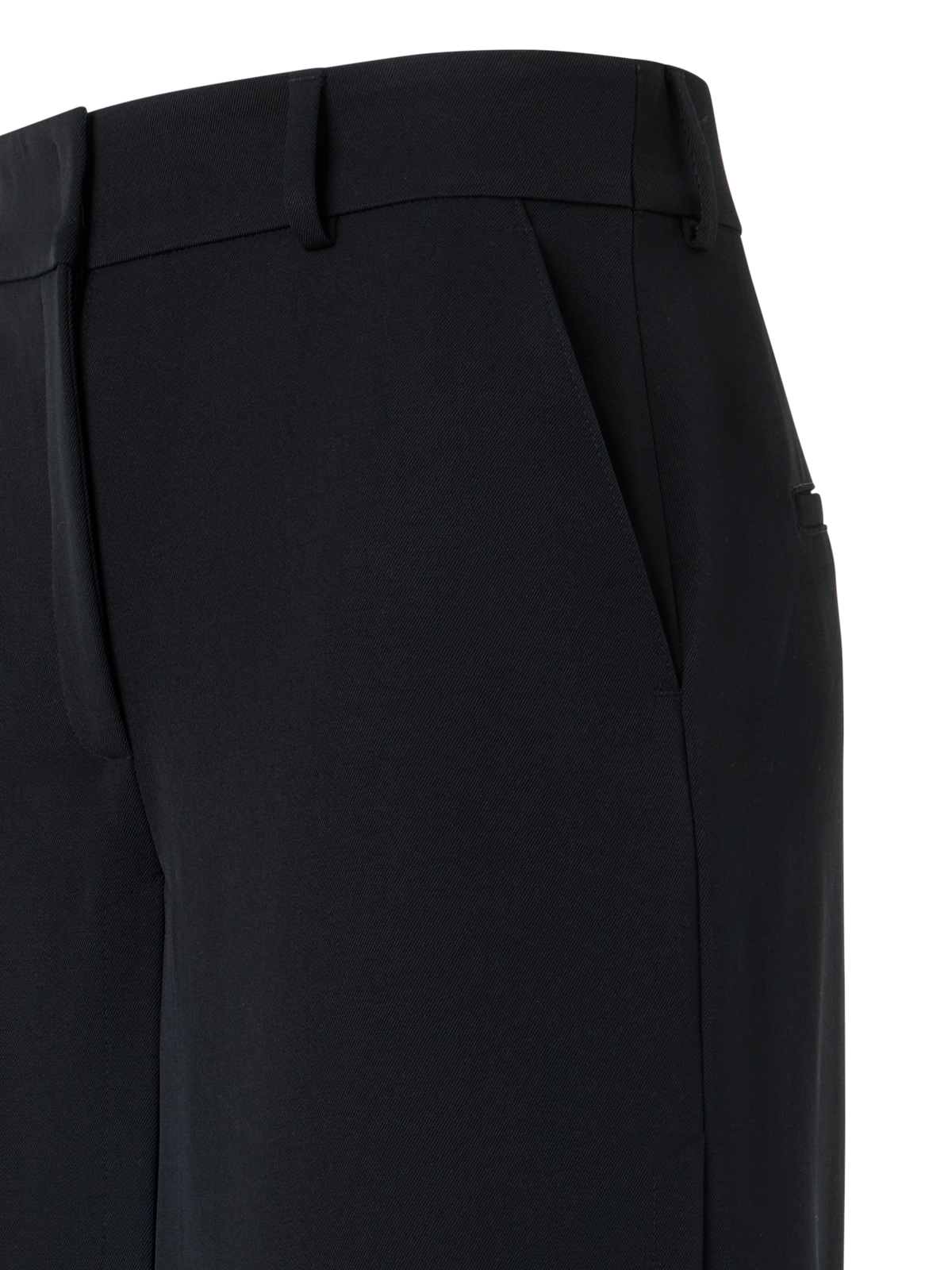 Designer Weite Hose aus Wollgabardine mit Überwurf vorne - Schwarz