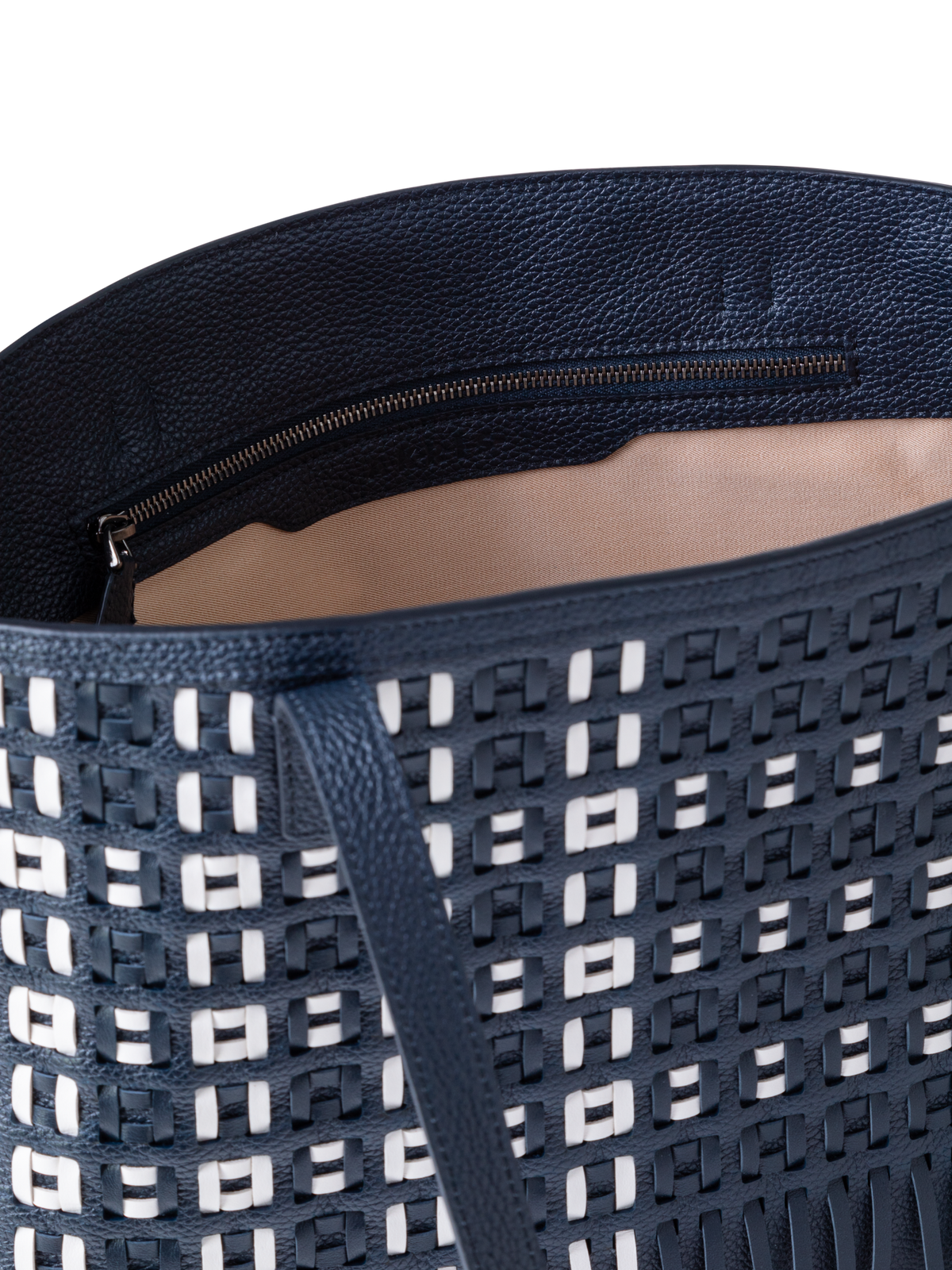 Designer Ai Small Shoulder Tote - Blau - Bunt - Weiss