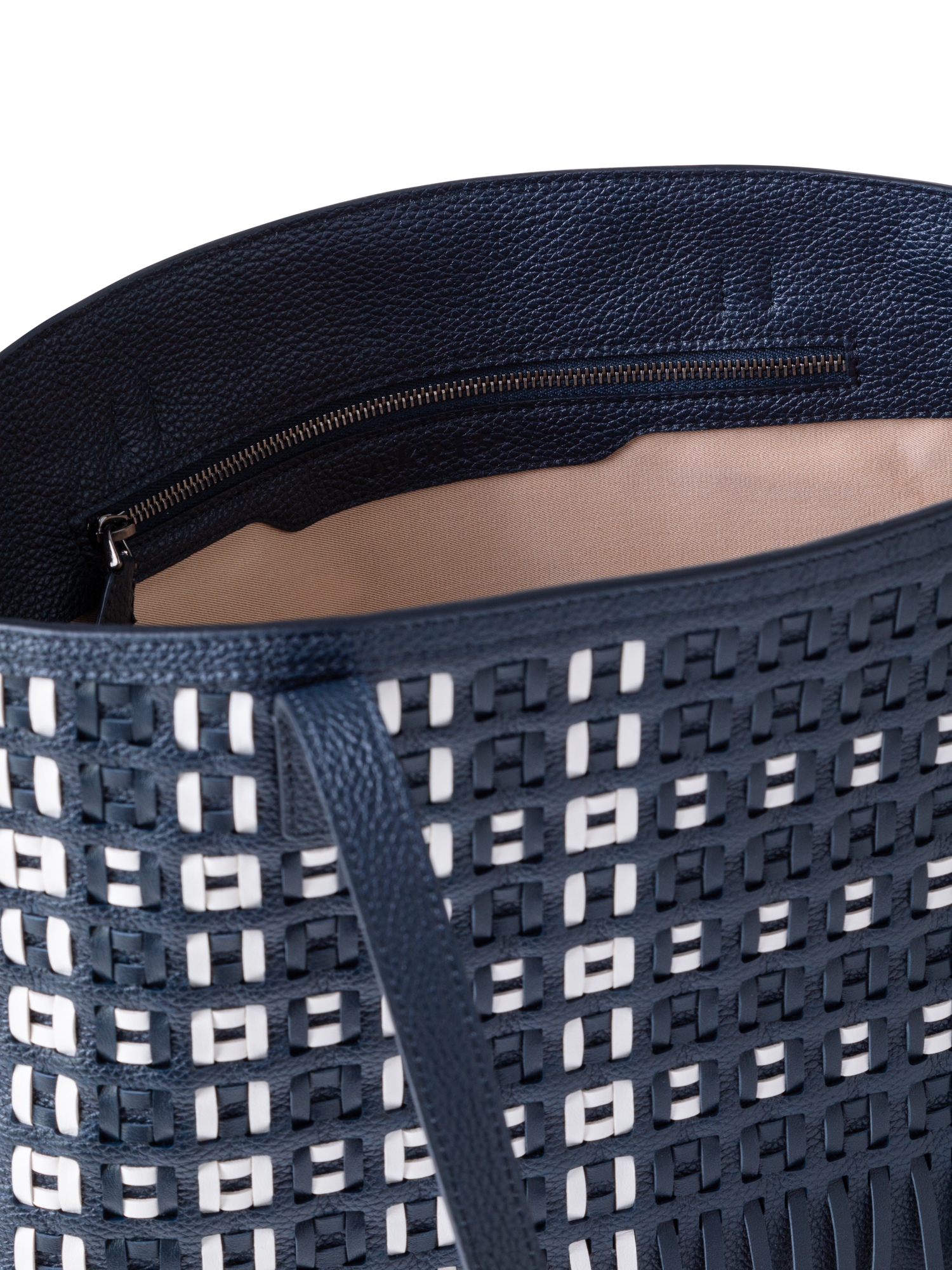 Designer Ai Small Shoulder Tote - Blau - Bunt - Weiss