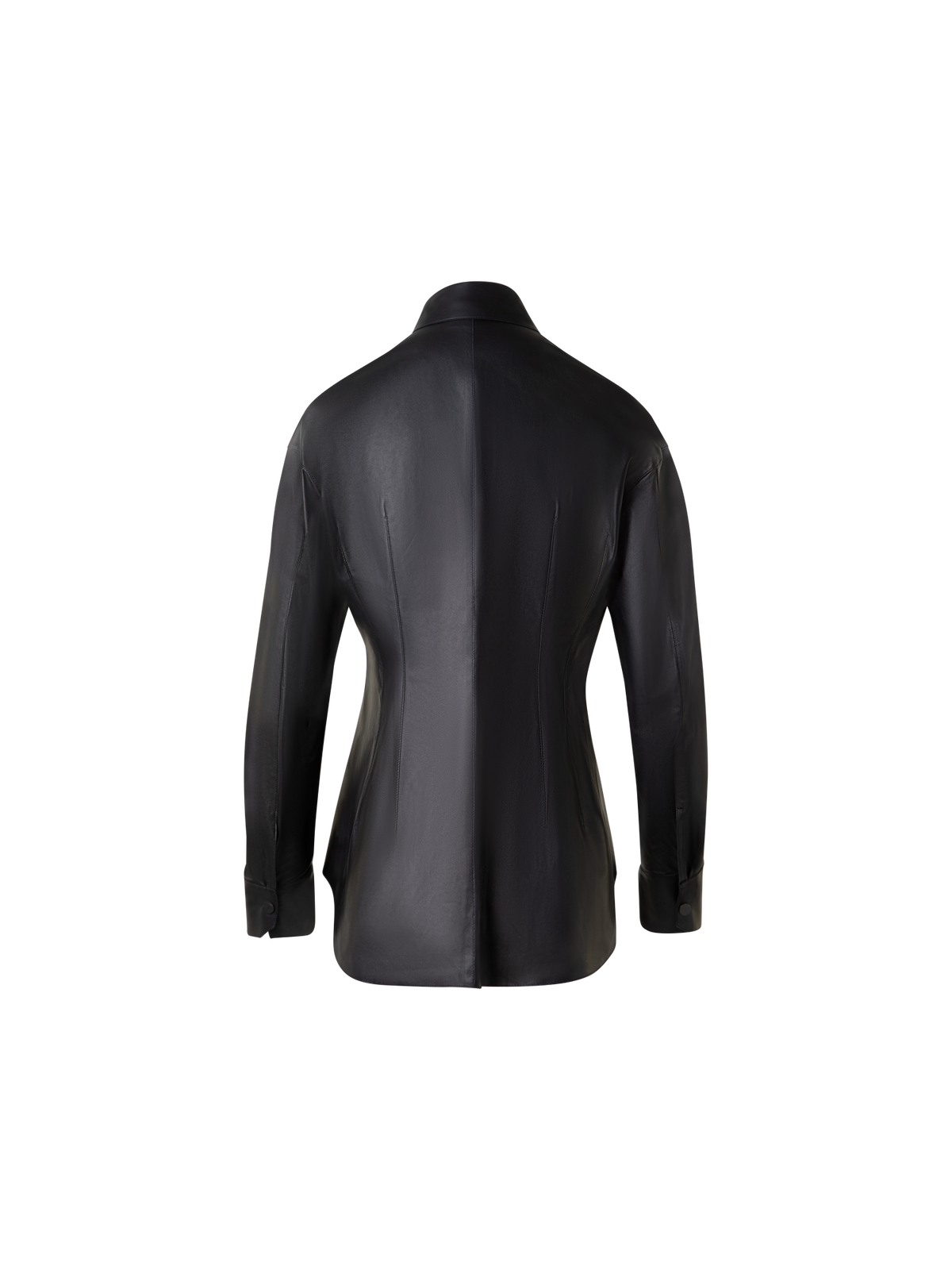 Designer Taillierte Lederbluse - Schwarz