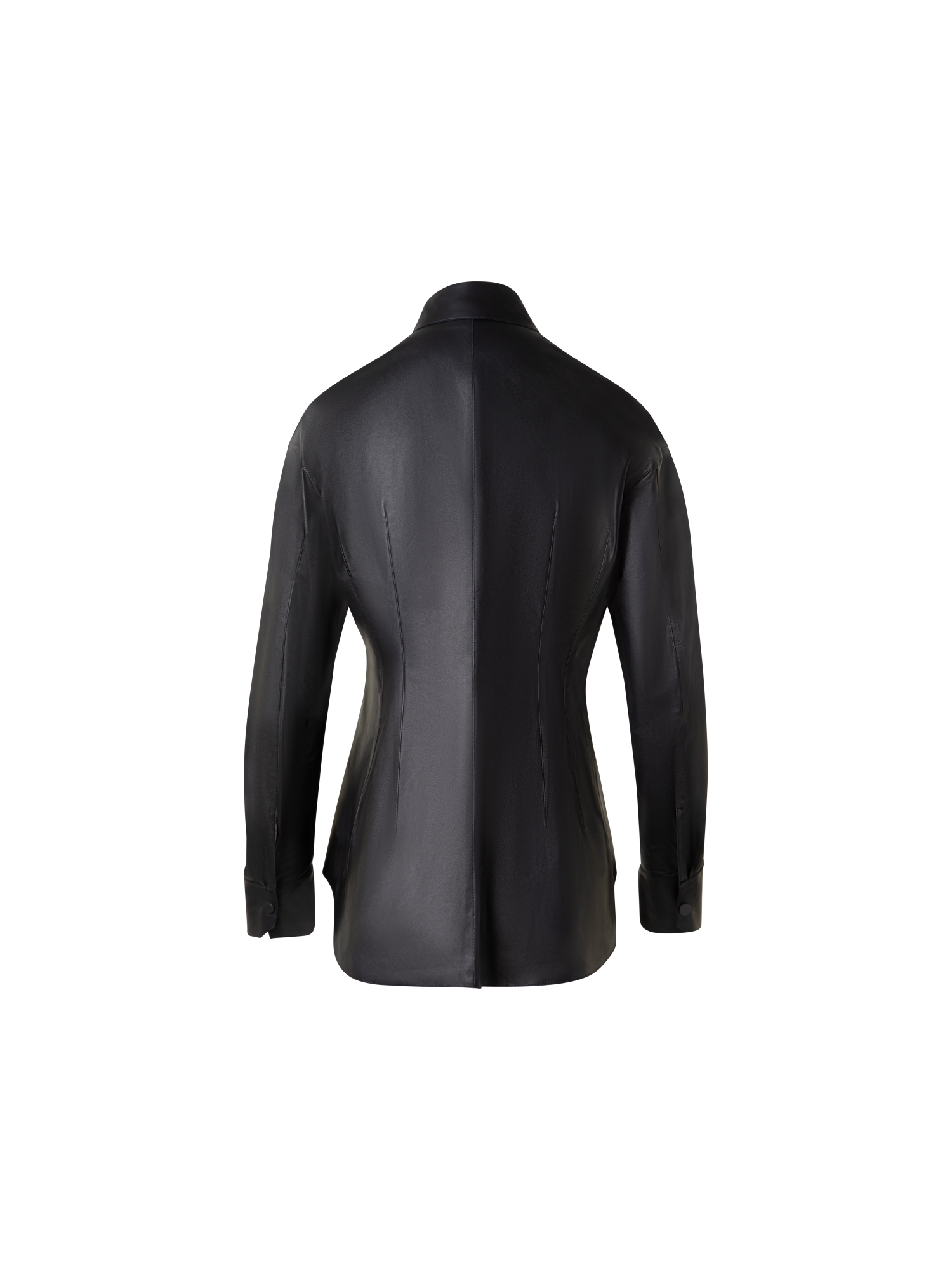 Designer Taillierte Lederbluse - Schwarz