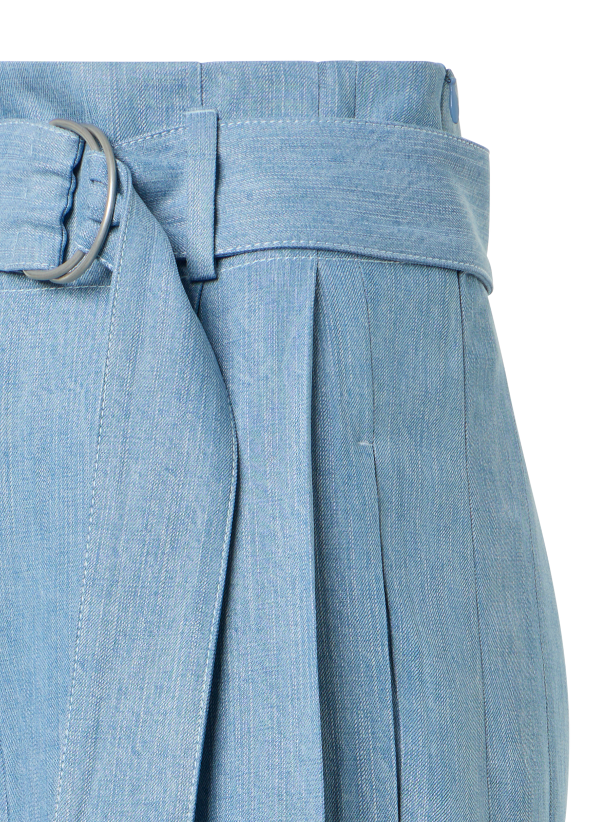 Designer Fiorella plissierte Denim-Culotte mit weitem Bein - Blau