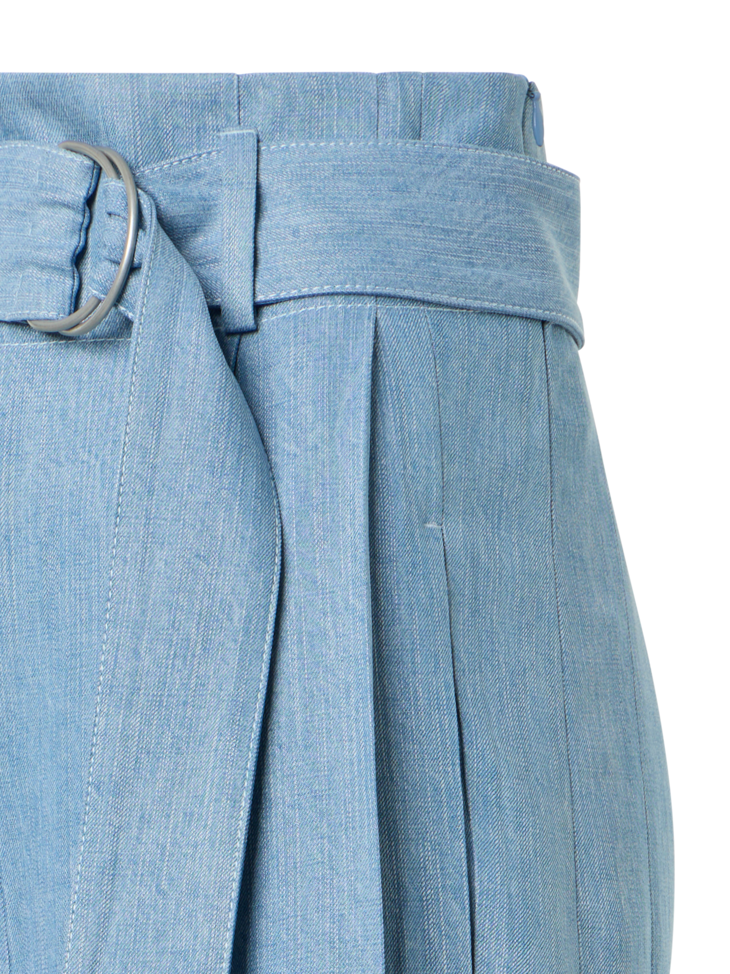 Designer Fiorella plissierte Denim-Culotte mit weitem Bein - Blau