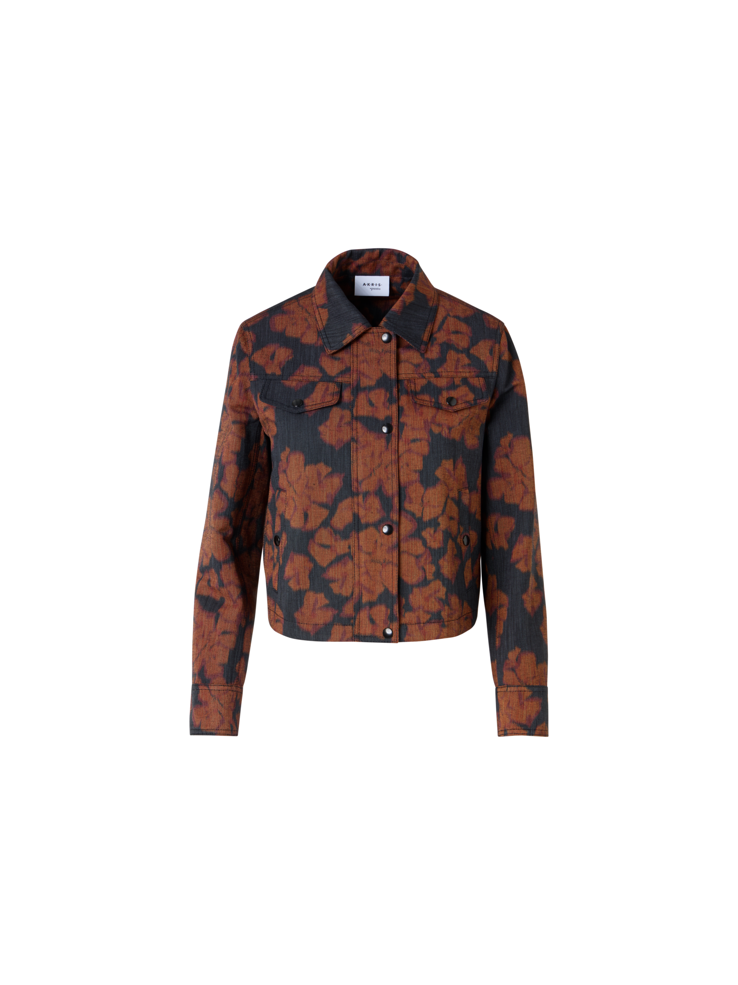 Designer Langärmelige Kurzjacke mit Ikat Flower Print - Bunt