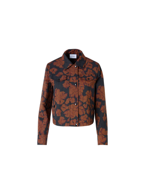 Designer Langärmelige Kurzjacke mit Ikat Flower Print - Bunt
