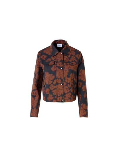Designer Langärmelige Kurzjacke mit Ikat Flower Print - Bunt