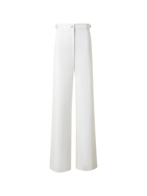 Designer Weite Hose aus Baumwoll-Denim-Stretch - Ecru - Weiss