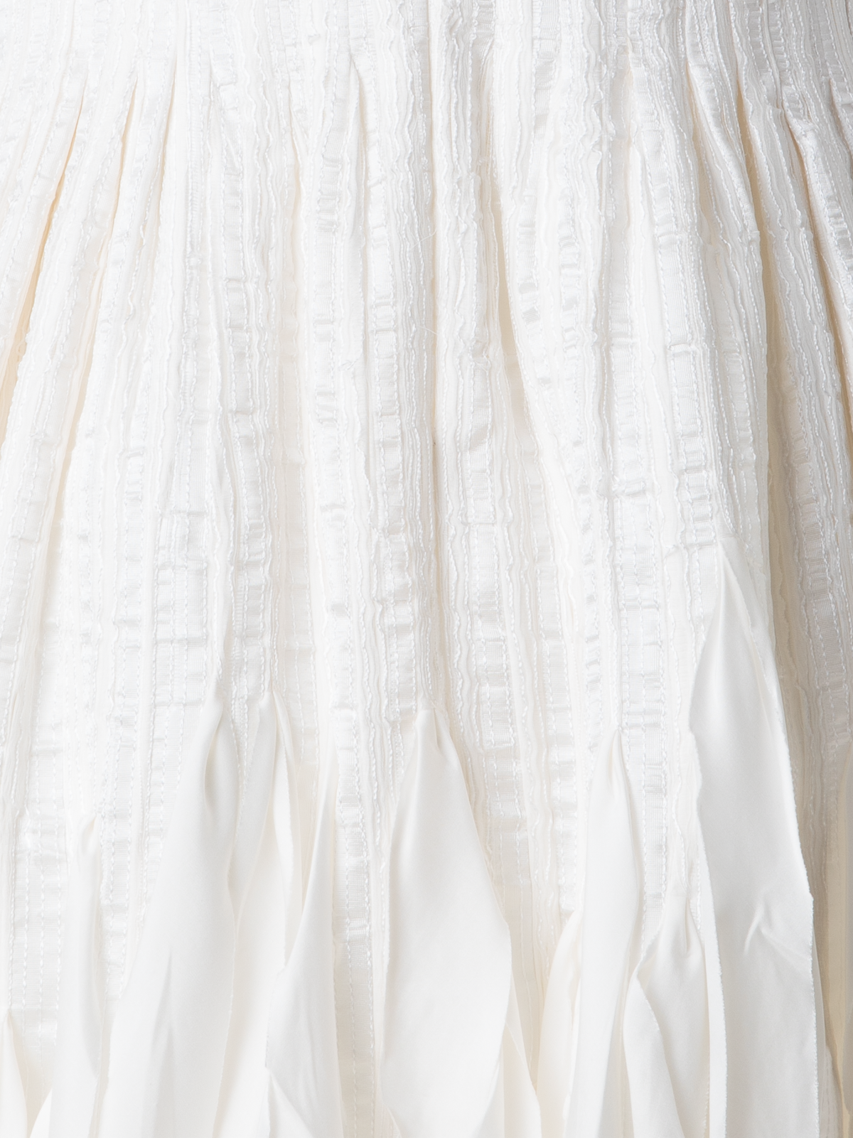 Designer Kurzes Seidenkleid mit Schleifen-Rock - Ecru - Weiss