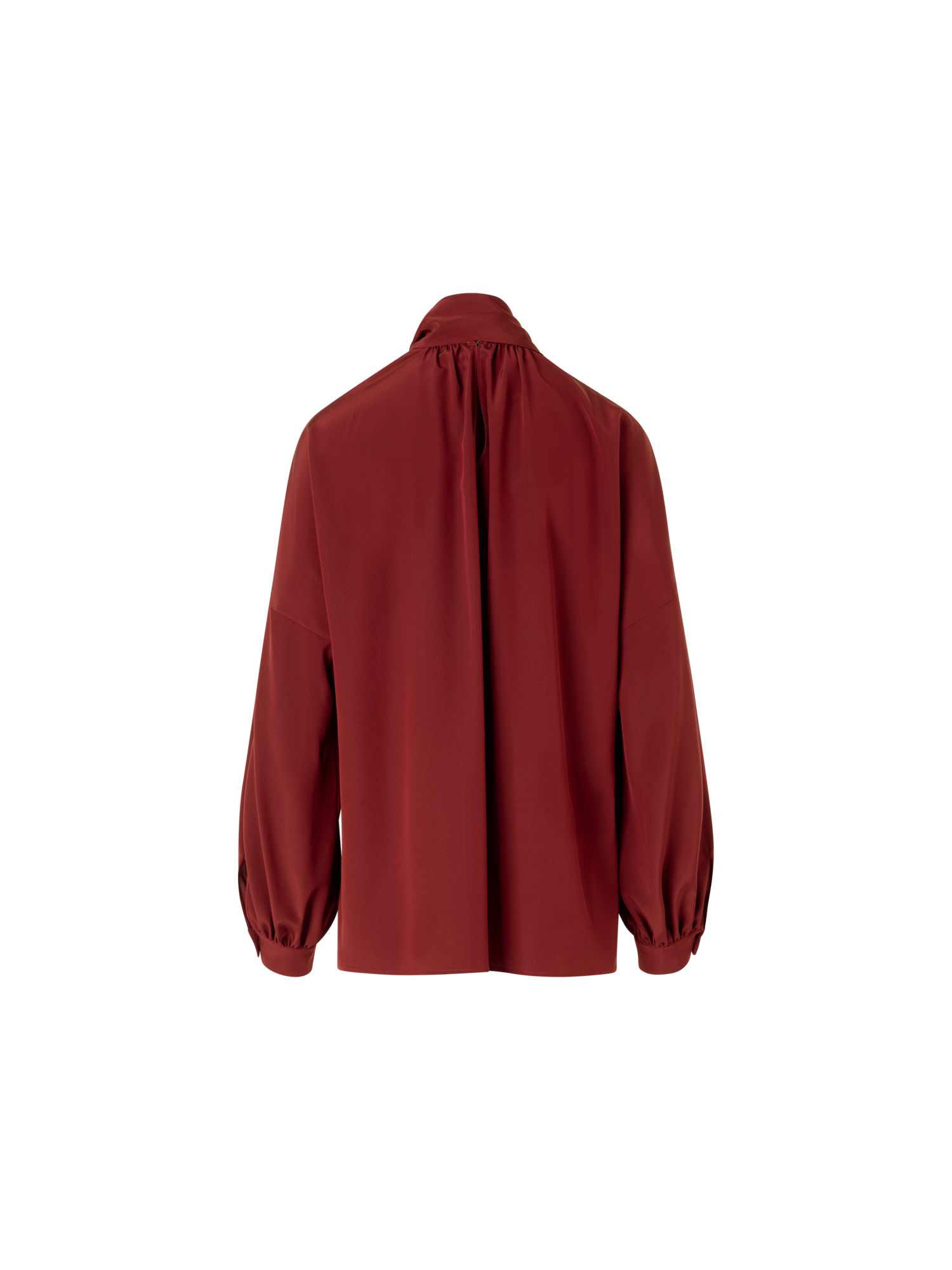 Designer Langärmelige Bluse aus Seiden-Crêpe-de-Chine - Rot