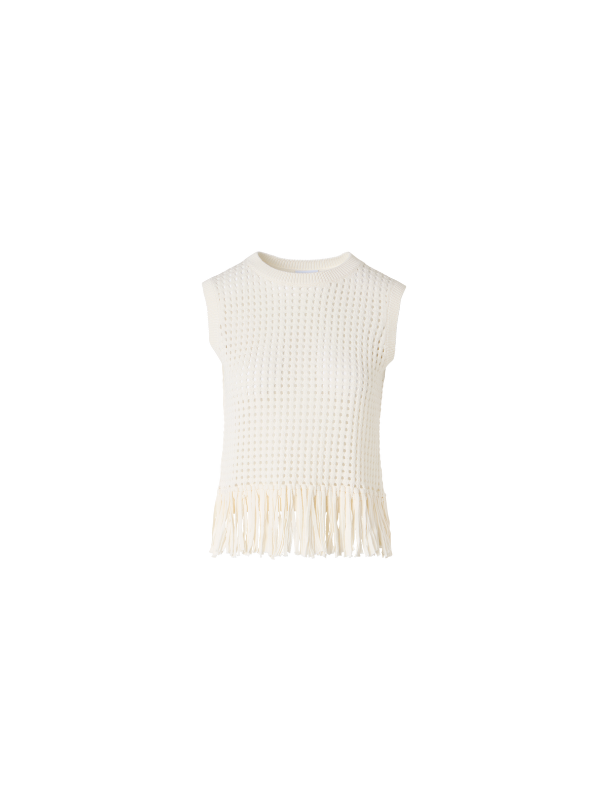 Designer Ärmelloses Stricktop aus grobem Baumwoll-Mesh - Ecru
