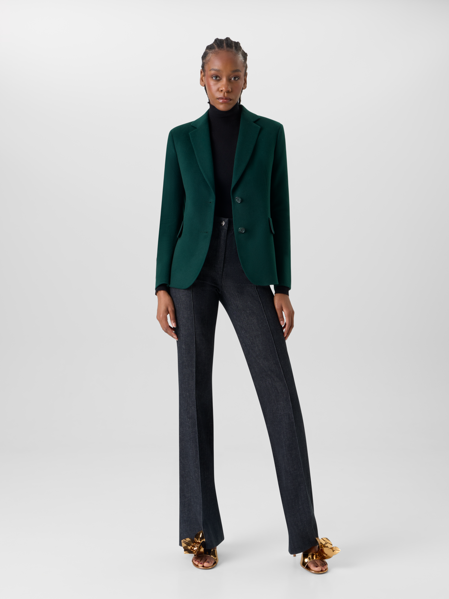 Designer Taillierte Jacke aus Kaschmir-Double-Face - Grün 
