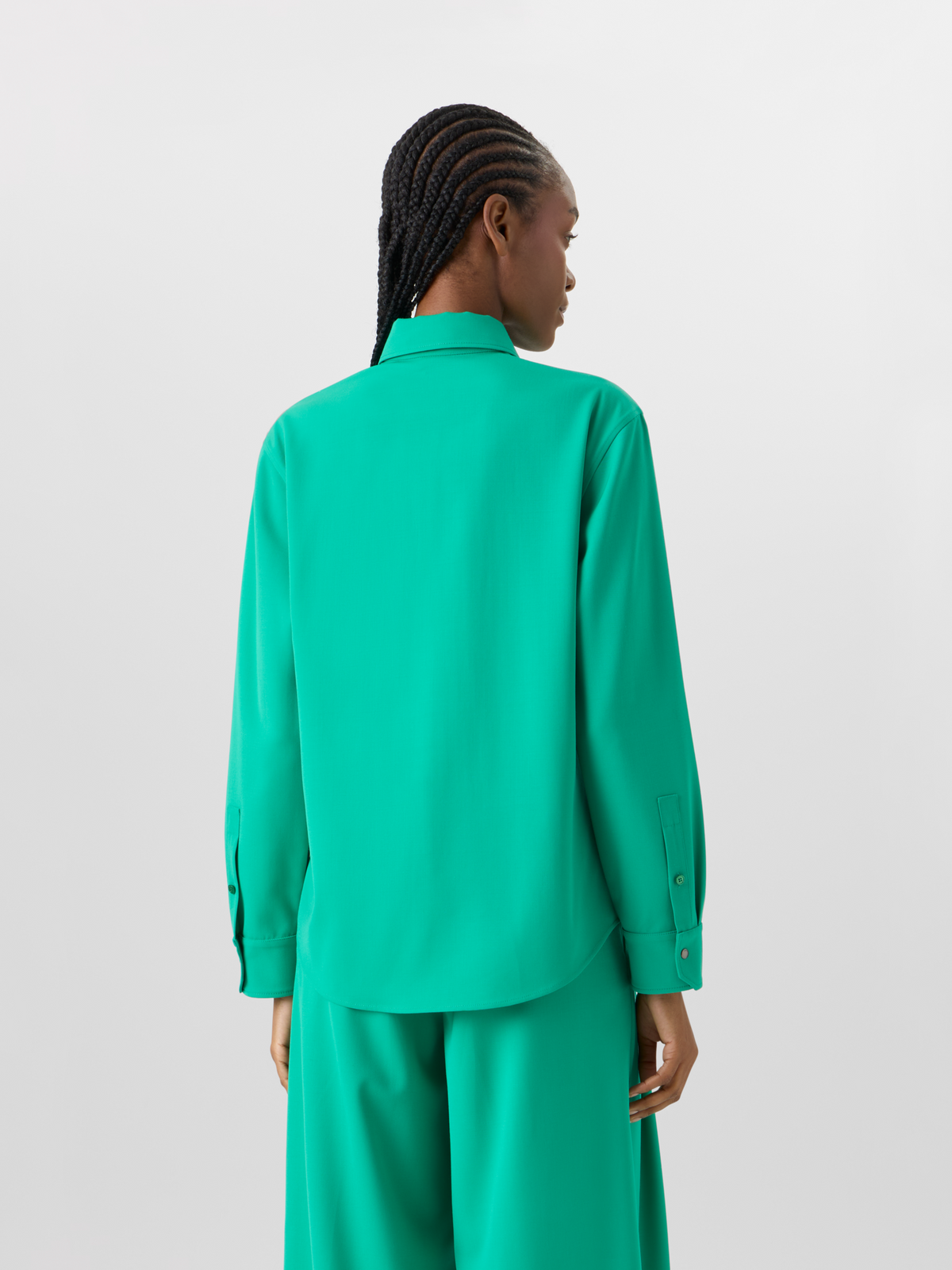 Designer Bluse aus Wollgabardine - Grün #editorial