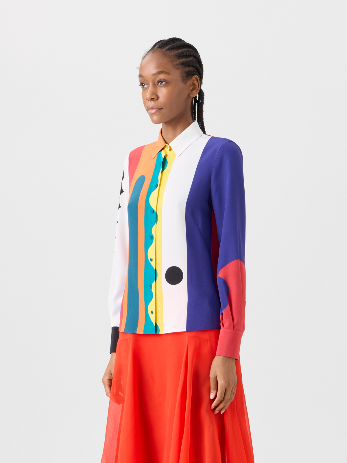 Designer Seiden-Crêpe-Bluse mit Paravent-Druck - Bunt #editorial