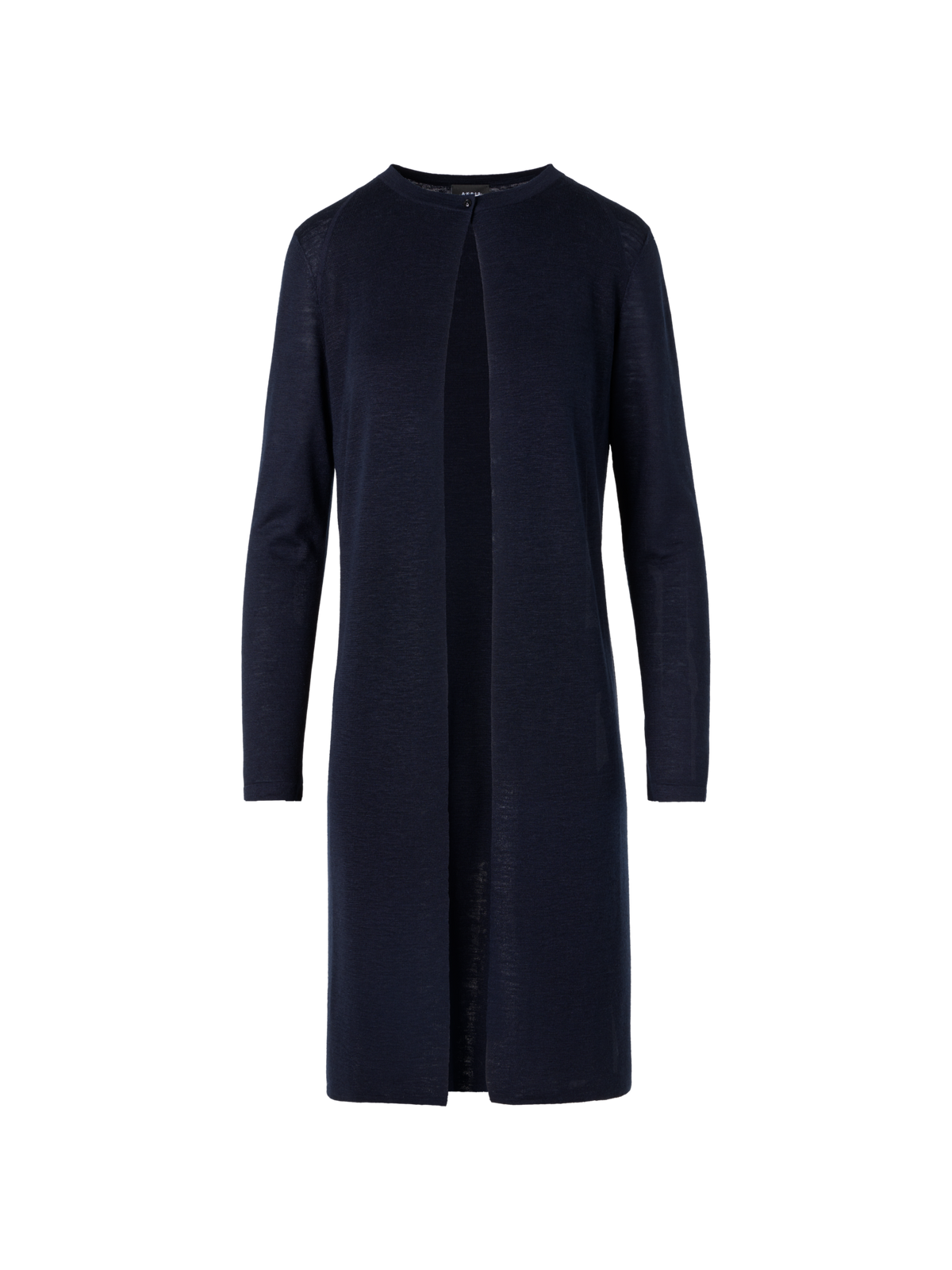 Designer Langärmeliger Strickmantel aus Leinen-Seide - Dunkelblau
