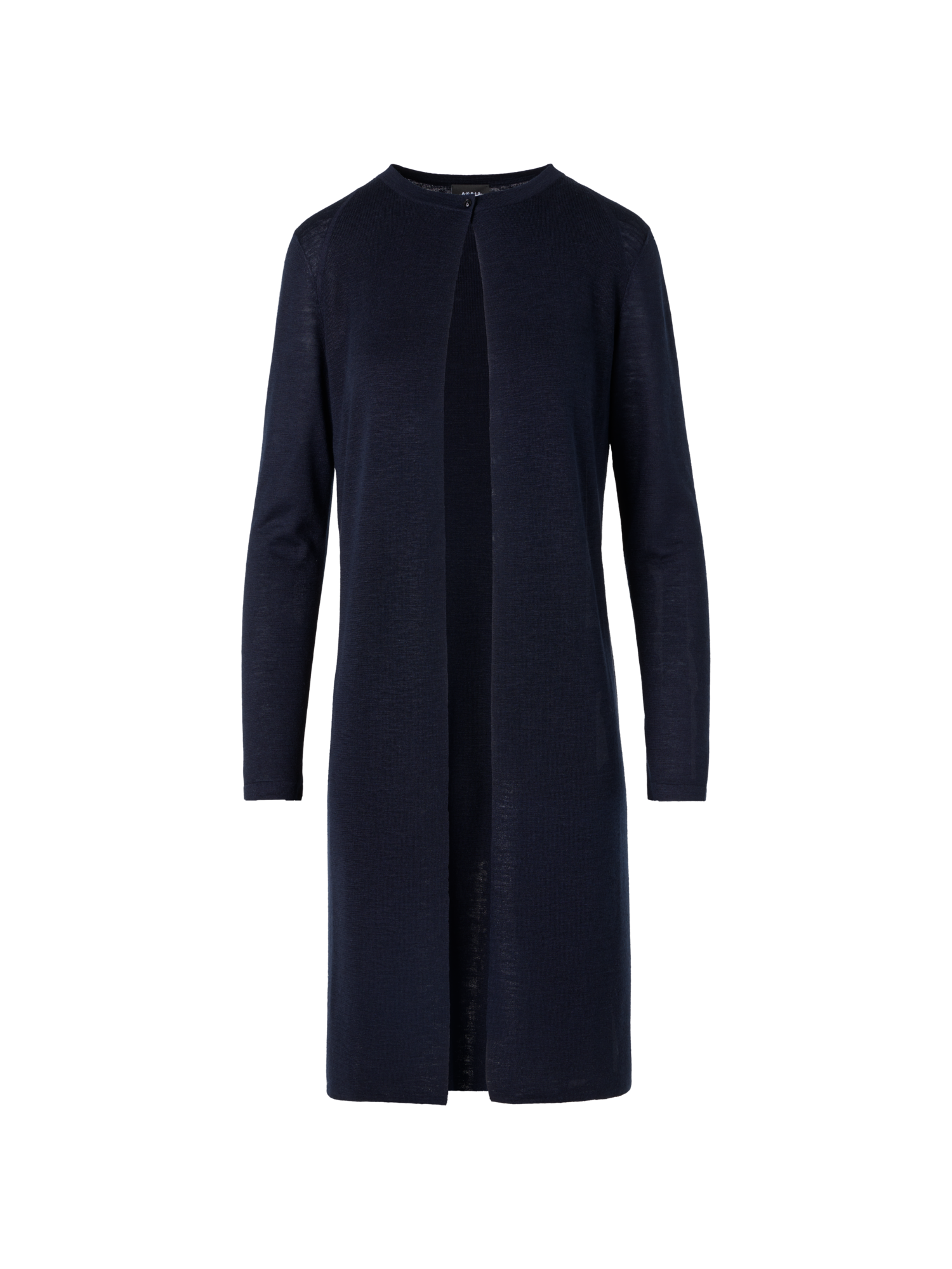Designer Langärmeliger Strickmantel aus Leinen-Seide - Dunkelblau