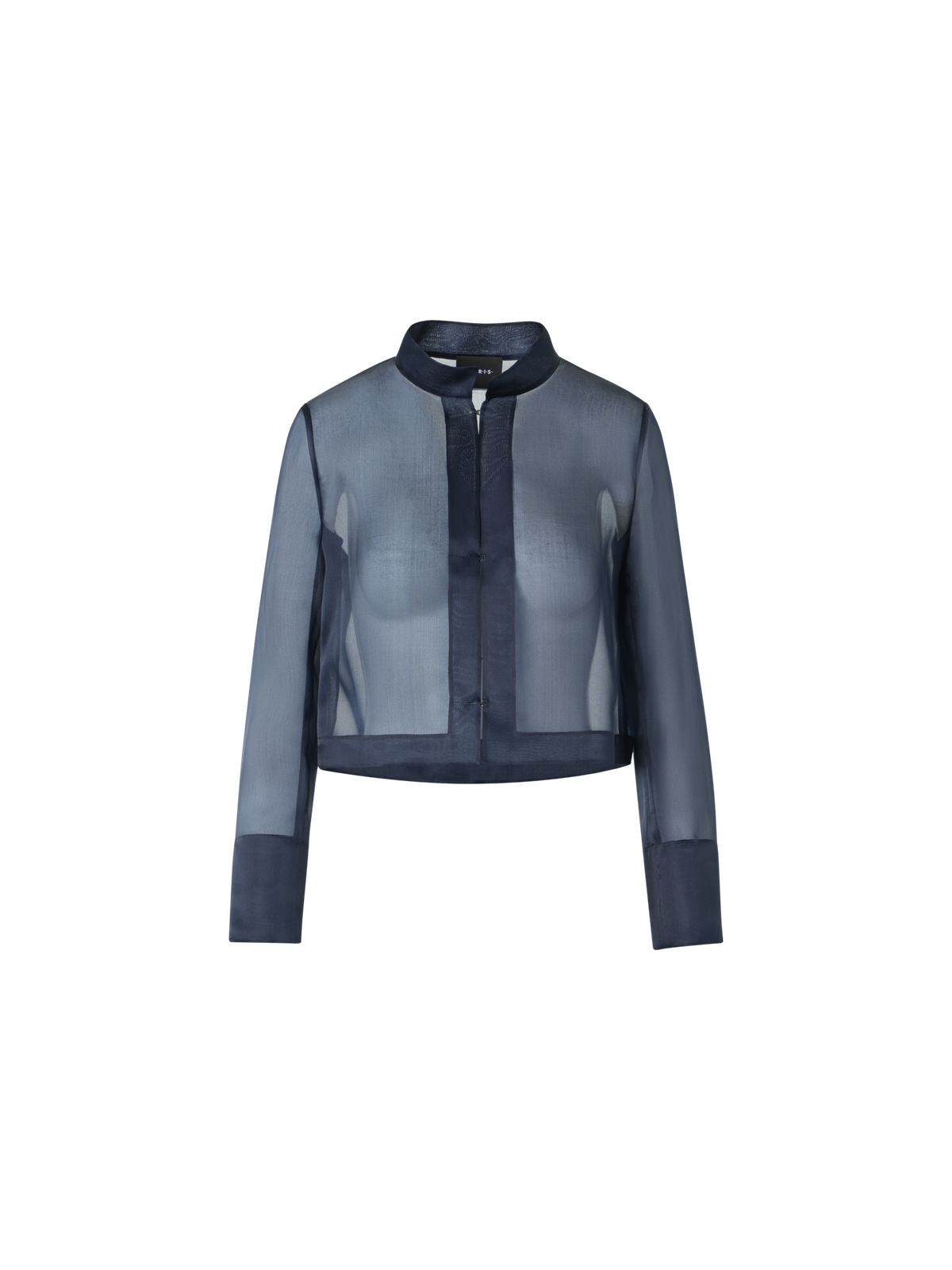 Designer Kurze Jacke aus Seidenorganza - Dunkelblau