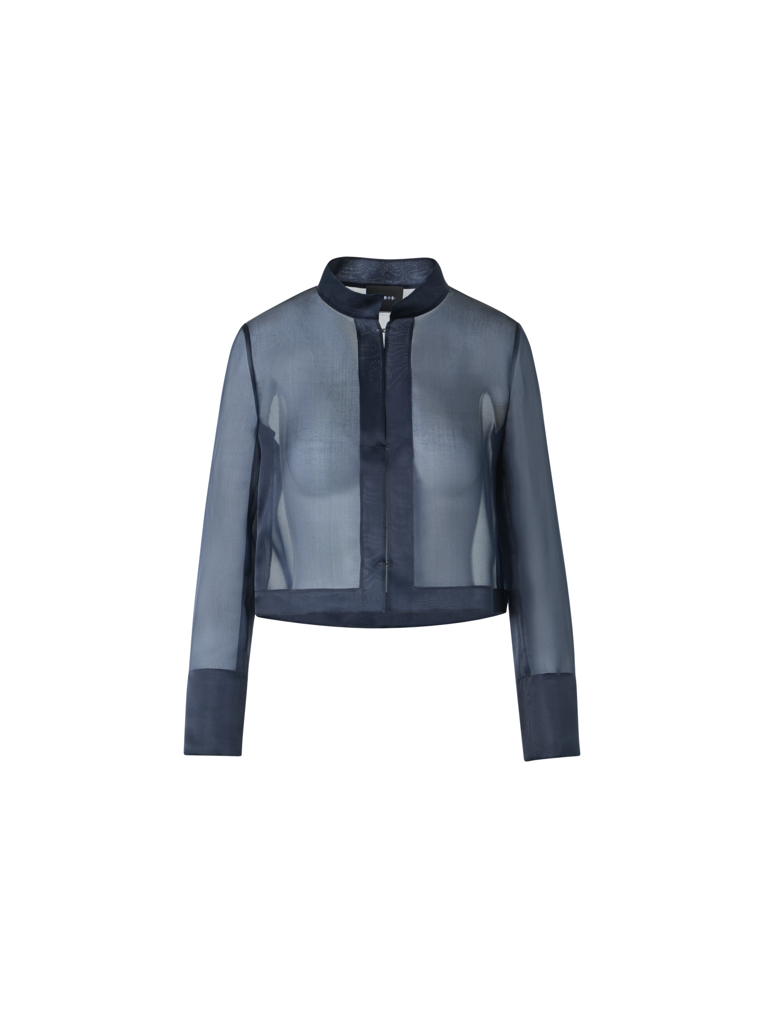 Designer Kurze Jacke aus Seidenorganza - Dunkelblau