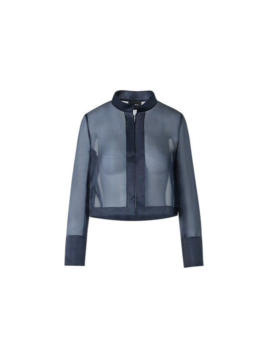 Designer Kurze Jacke aus Seidenorganza - Dunkelblau