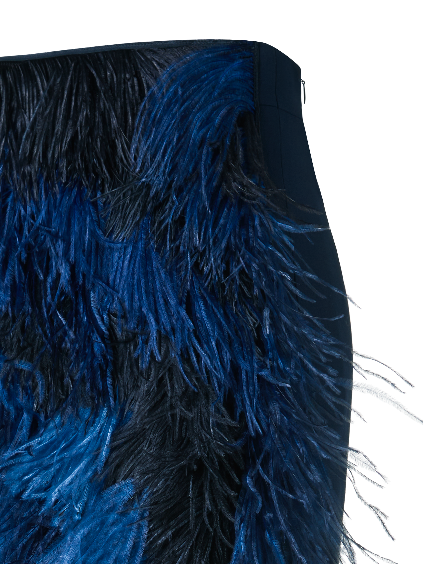 Designer Woll Doubleface Feathered Pencil Skirt - Dunkelblau - Blau - Bunt