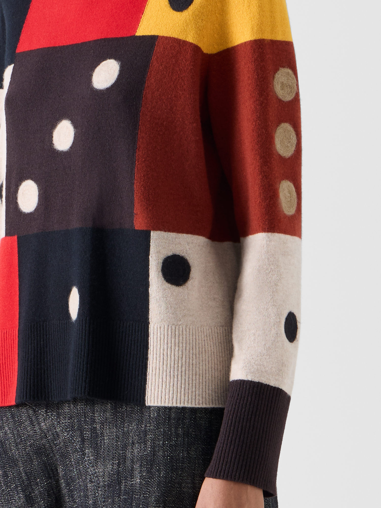 Designer Wolle-Kaschmir Pullover mit Dice Intarsia - Bunt 