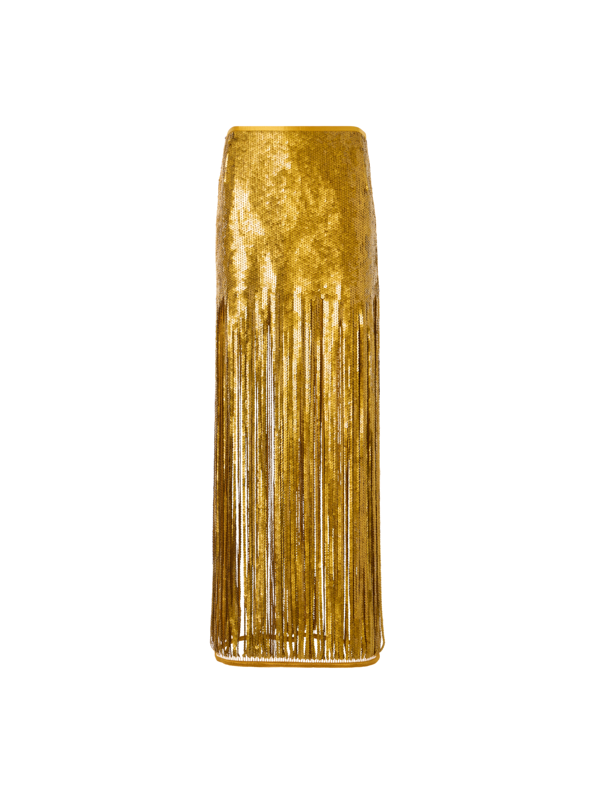 Designer Midirock mit Paillettenfransen - Gold