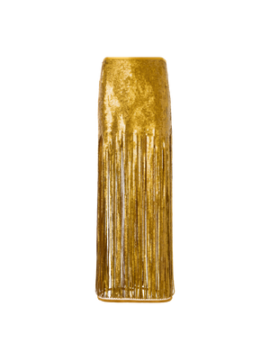 Designer Midirock mit Paillettenfransen - Gold