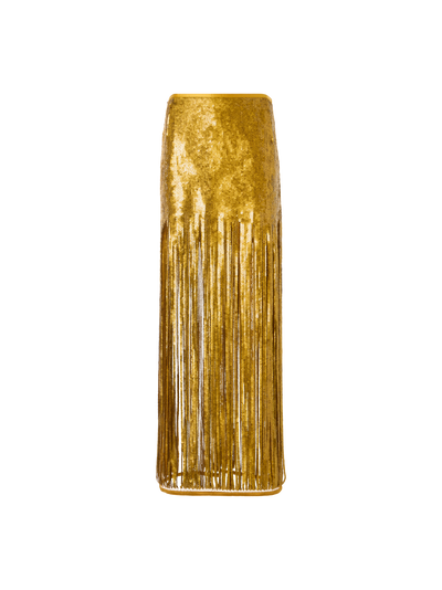 Designer Midirock mit Paillettenfransen - Gold
