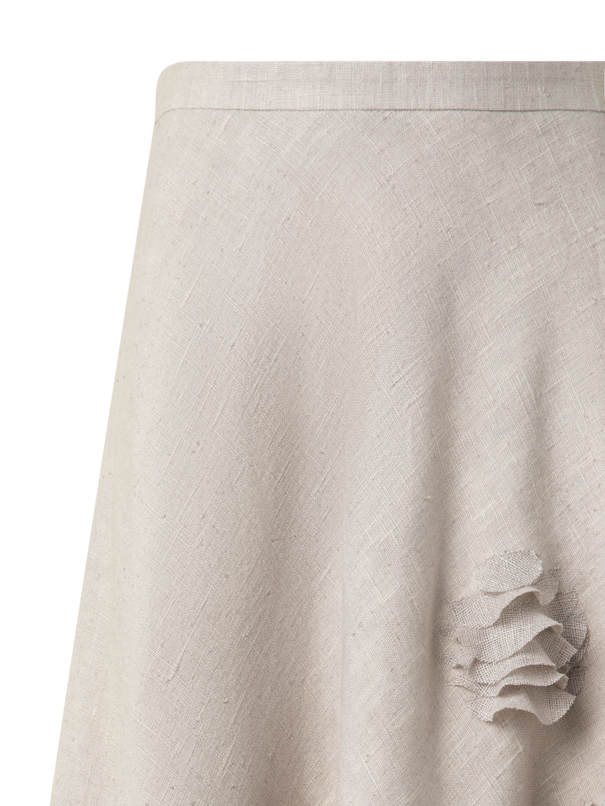 Designer Midirock aus Leinen mit 3D Carnation Detail - Beige