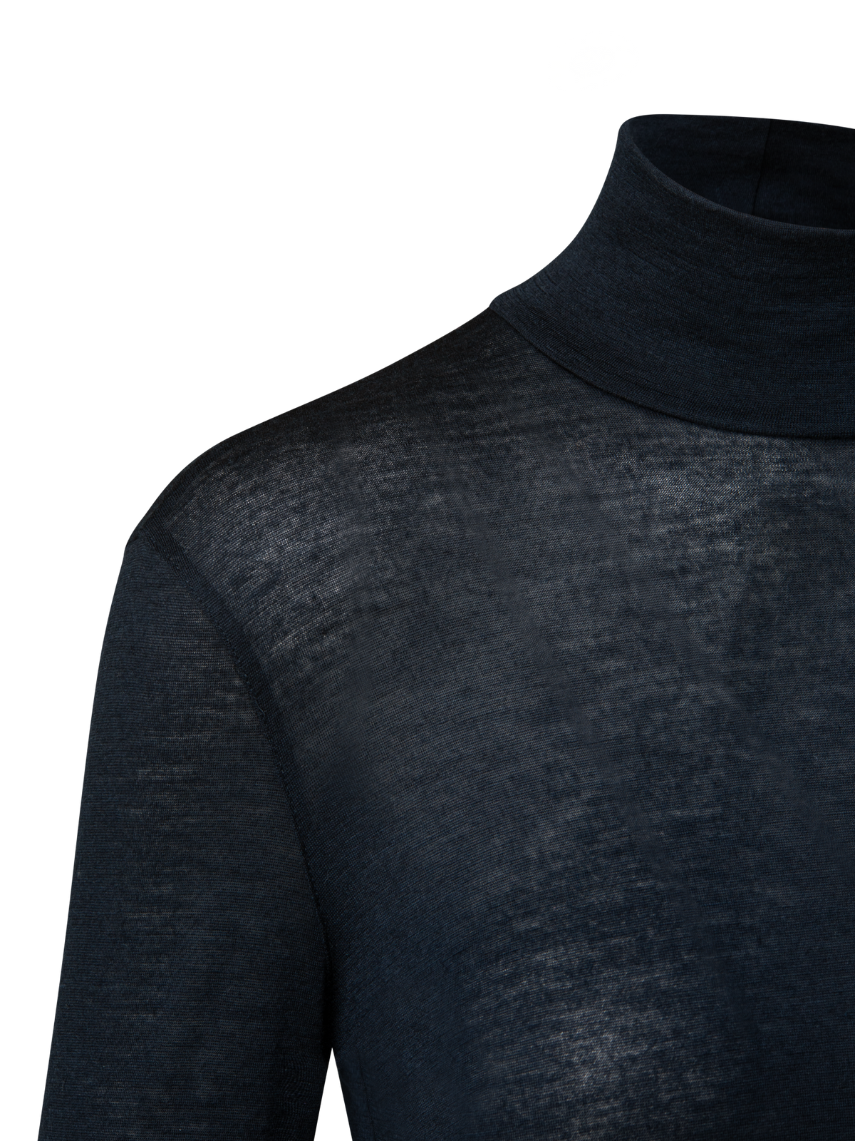 Designer Rollkragenpullover aus Kaschmir-Seiden-Jersey - Dunkelblau - Blau