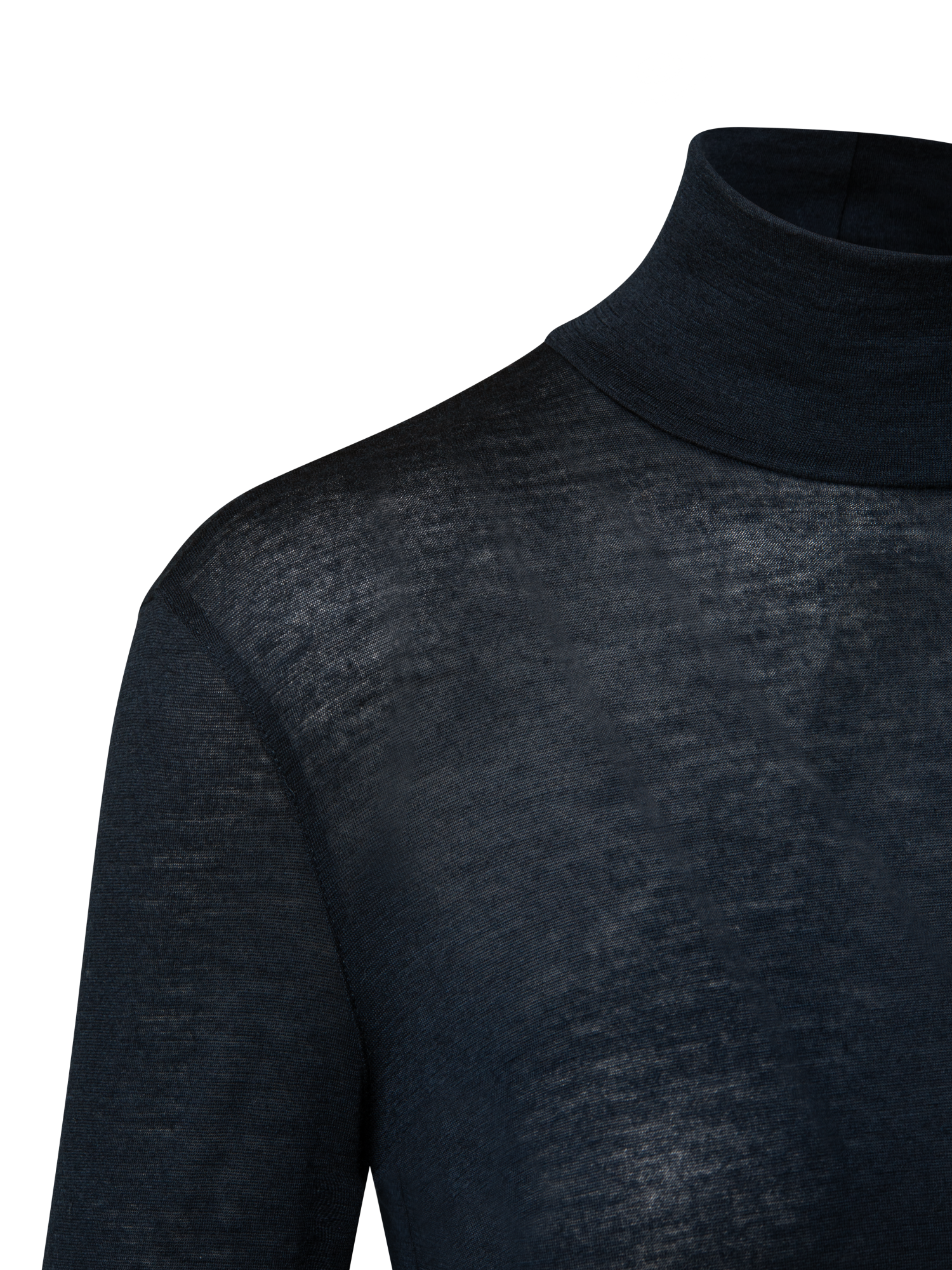 Designer Rollkragenpullover aus Kaschmir-Seiden-Jersey - Dunkelblau - Blau