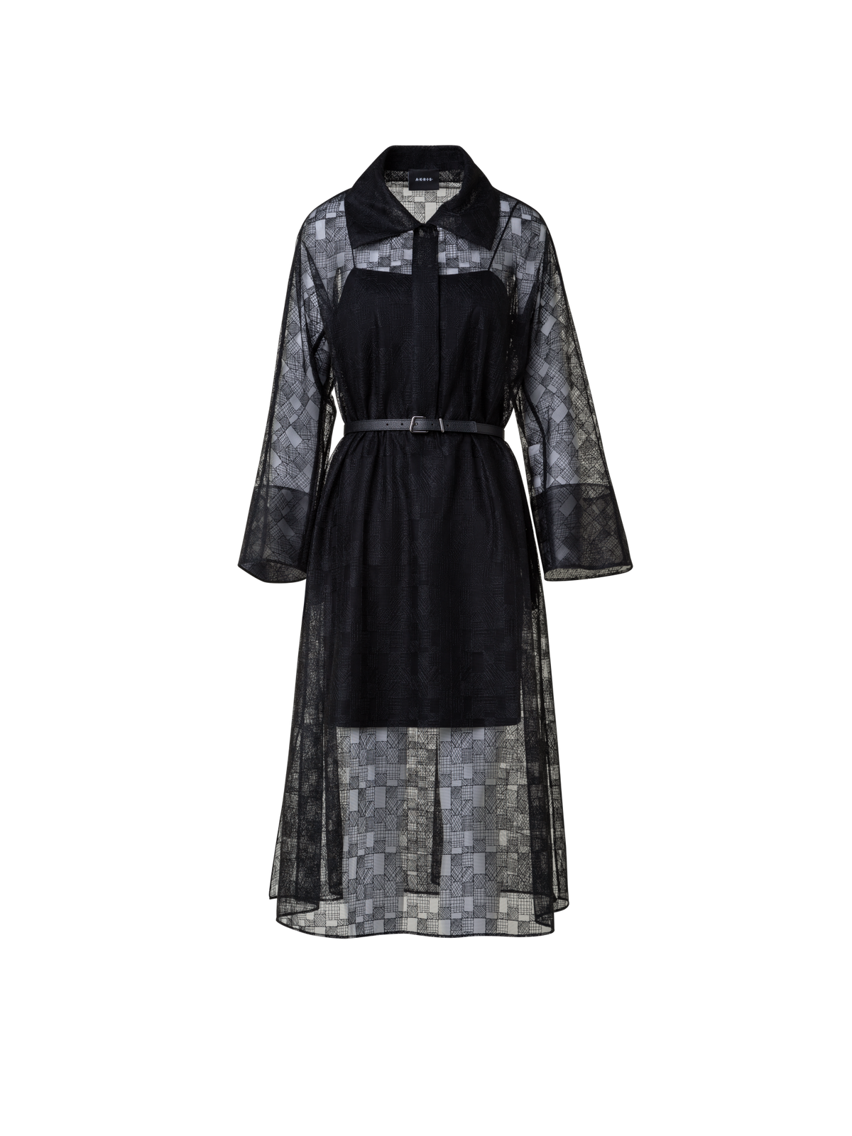 Designer Blusenkleid mit Lizzy-Grid-Stickerei - Schwarz