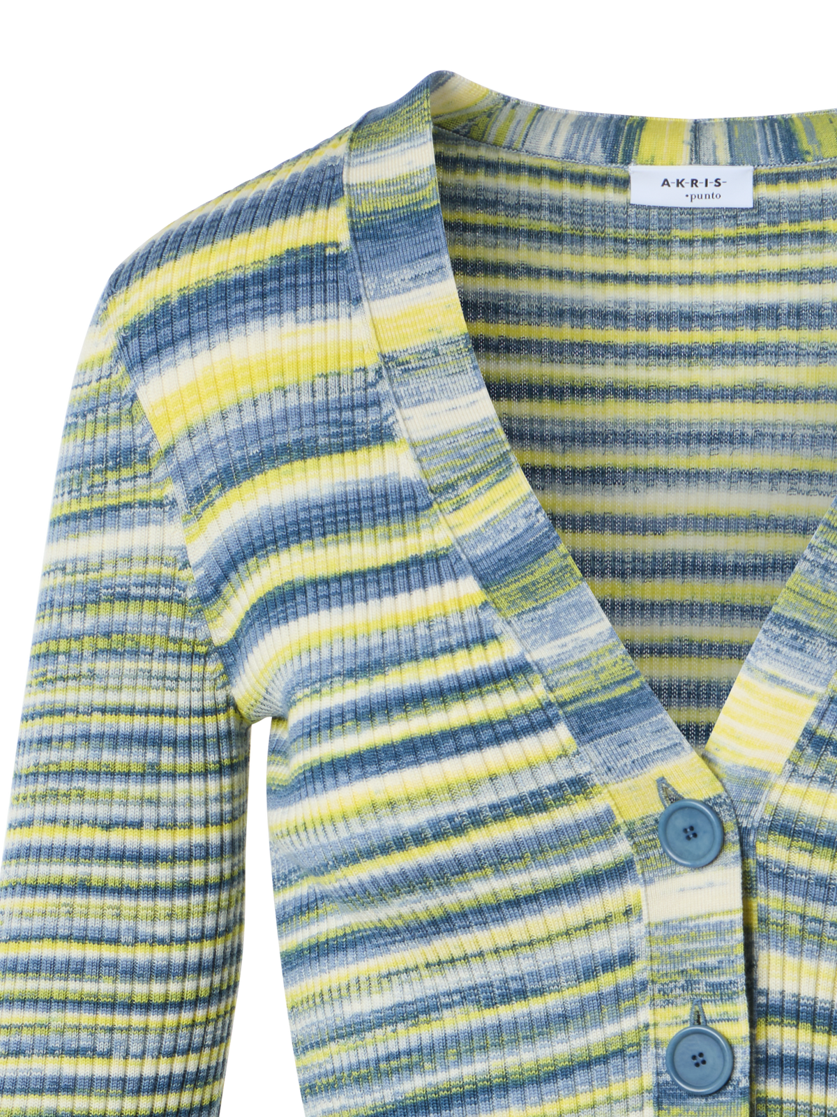 Designer Space-Dye-Rippstrick-Cardigan aus Merinowolle - Bunt