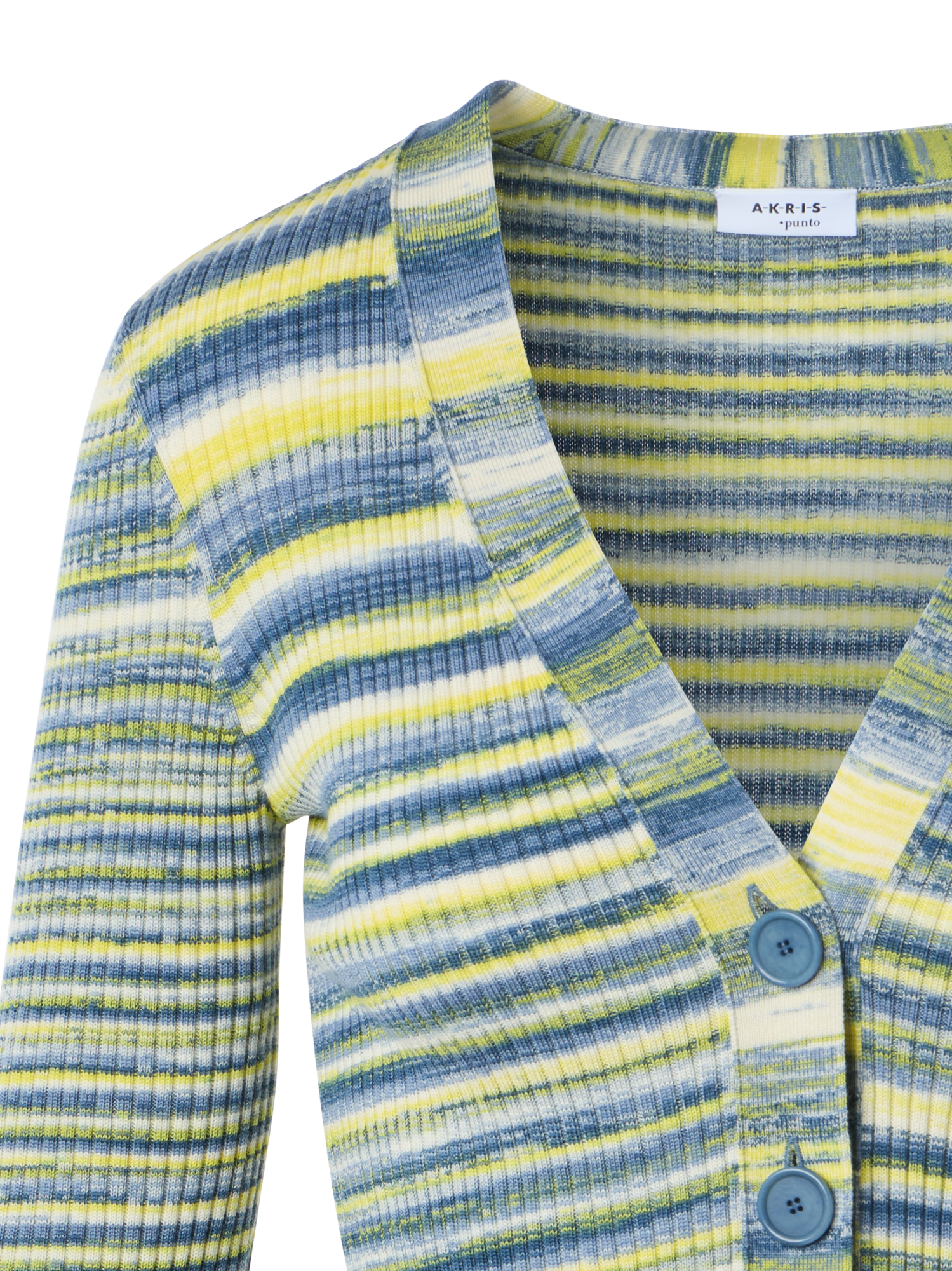 Designer Space-Dye-Rippstrick-Cardigan aus Merinowolle - Bunt