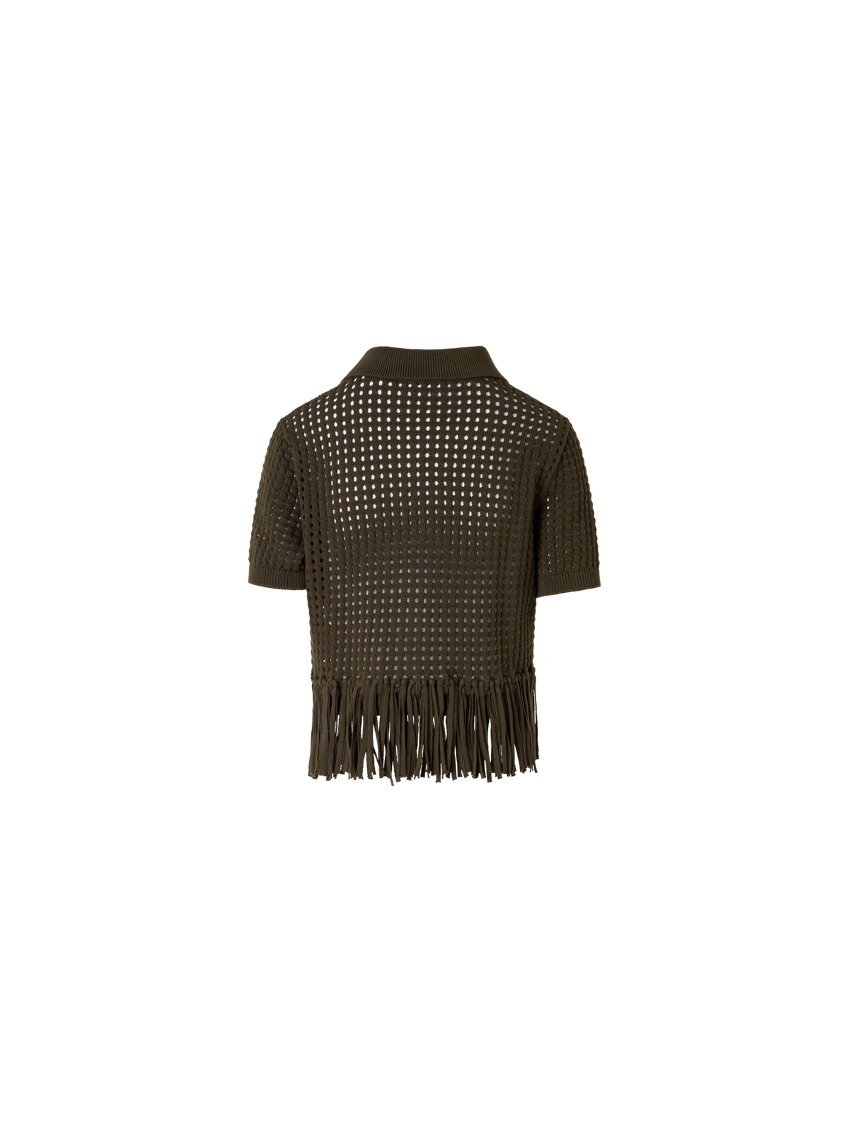 Designer Kurzärmelige Strickjacke aus grobem Baumwoll-Mesh - Grün