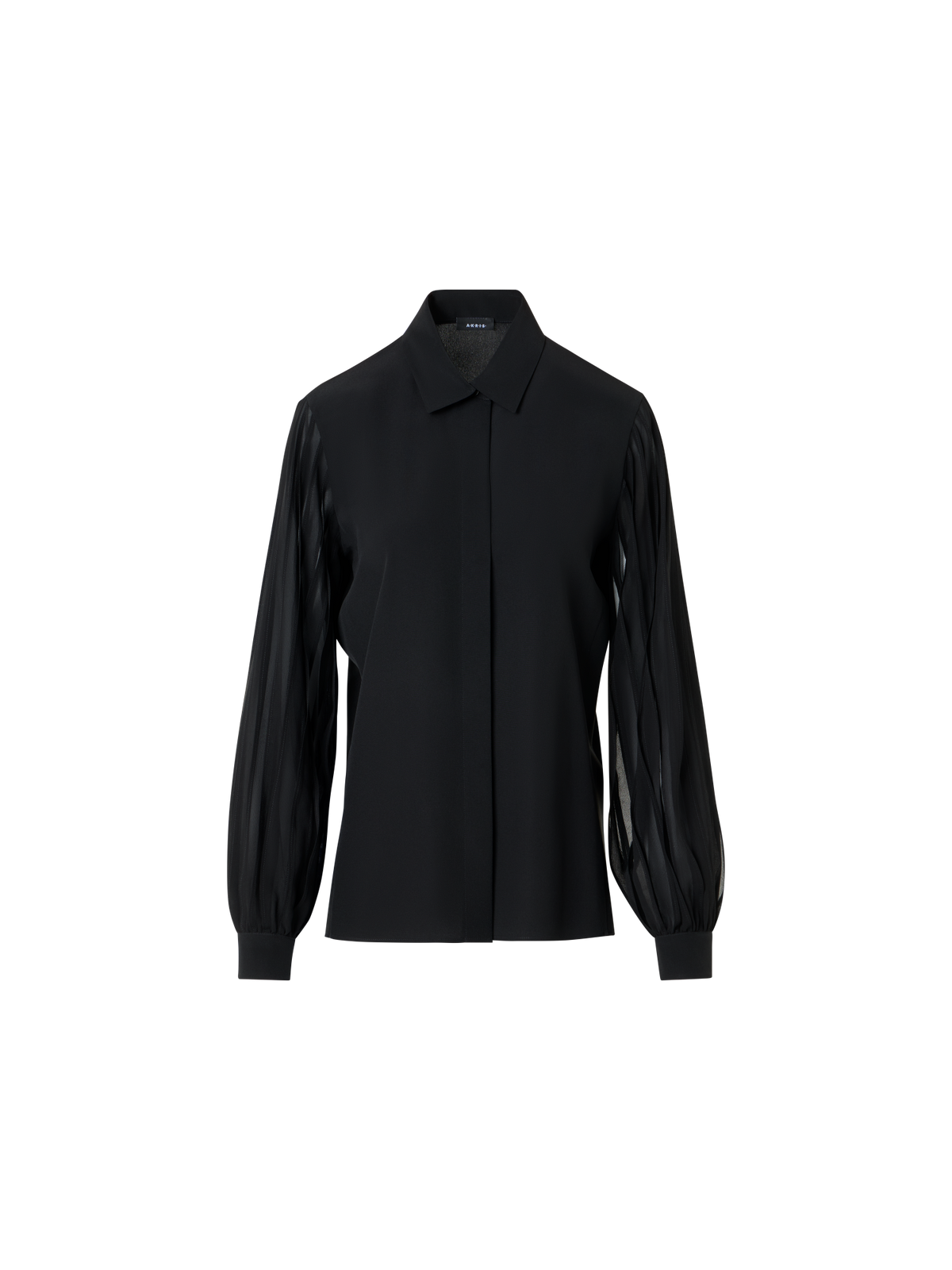 Designer Seidenbluse mit Schleifenärmeln - Schwarz