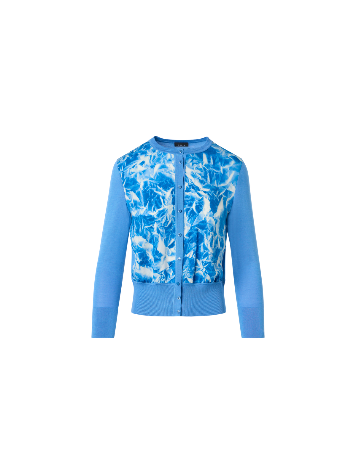 Designer Seiden-Cardigan mit Whitecaps-Print - Blau