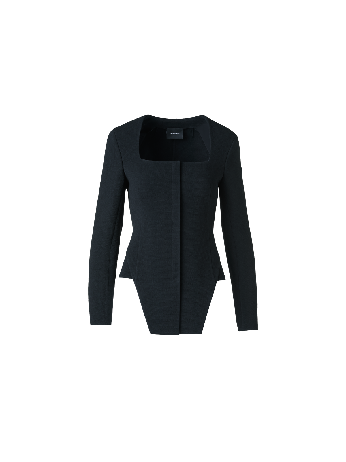 Designer Taillierte Woll Doubleface Jacke Trapez Detail - Schwarz