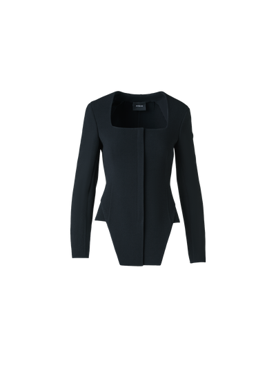 Designer Taillierte Woll Doubleface Jacke Trapez Detail - Schwarz