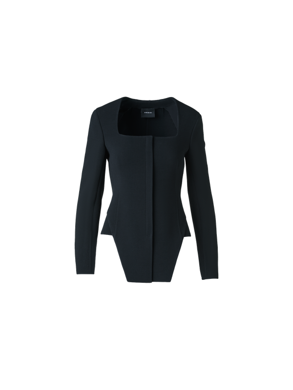 Designer Taillierte Woll Doubleface Jacke Trapez Detail - Schwarz