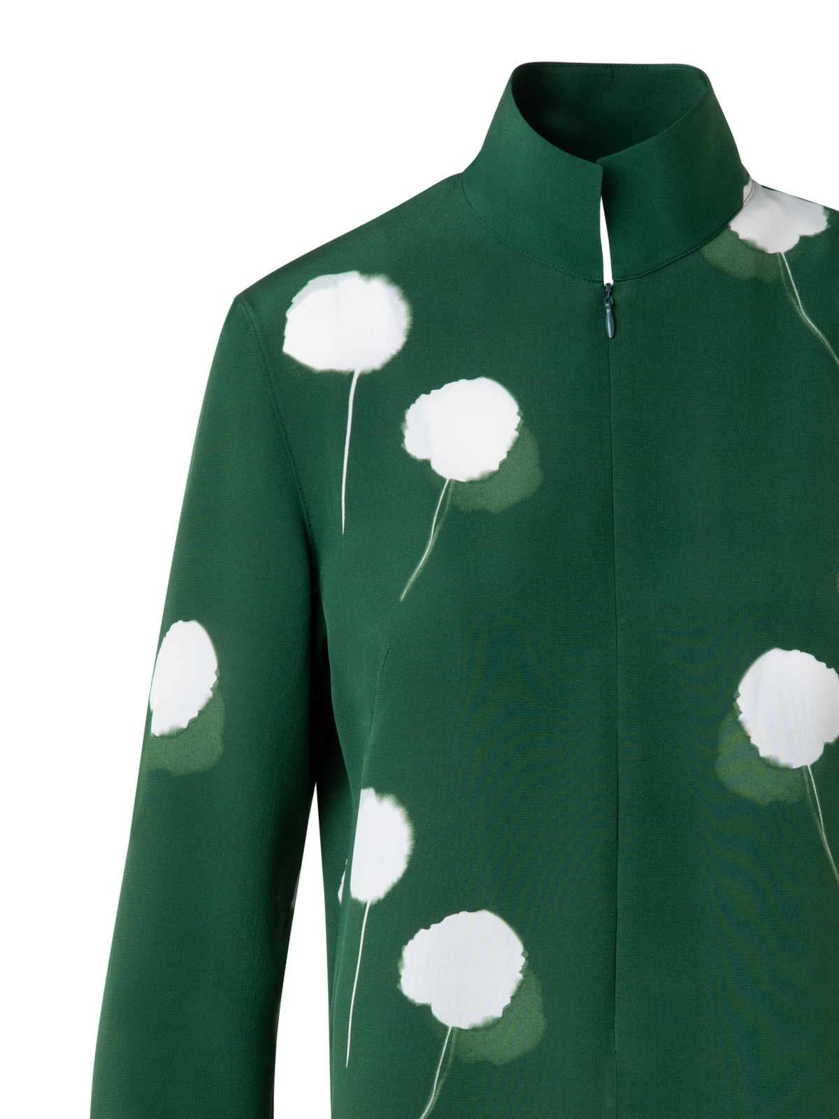 Designer Seidentunika mit Dandelion Druck - Grün - Bunt