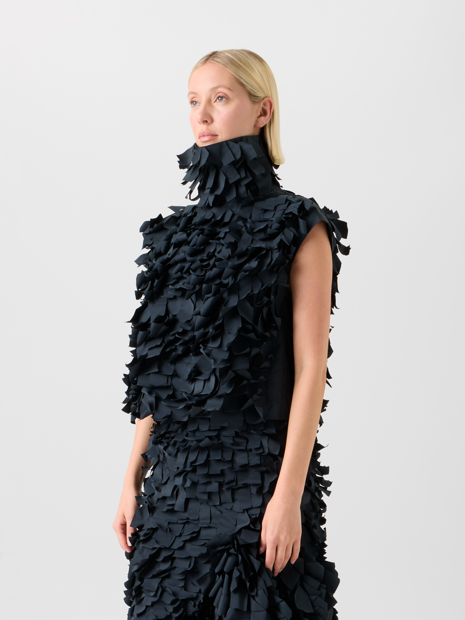 Designer Boxy Techno-Top mit Taftbändern - Schwarz 